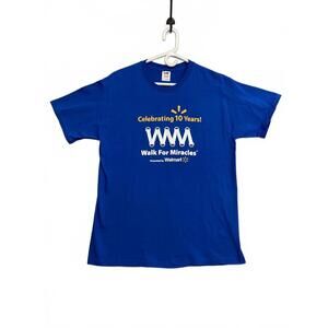 Fruit of the Loom Blue 'Walk For Miracles' 10 Years Celebration T-Shirt Sz Large